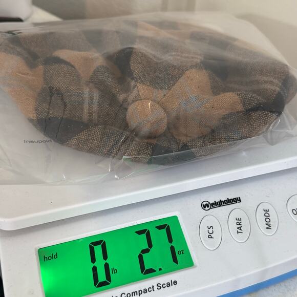 Pistil 6-Panel Newsboy Hat Wool Blend Plaid Preppy Heart Lining Logo Neutral - Picture 15 of 15